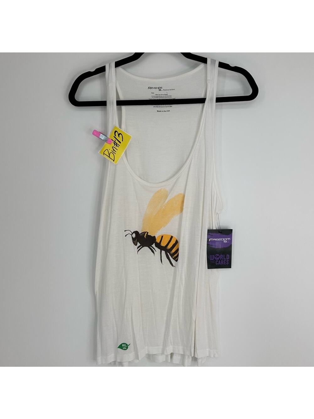 Revenge Is White Tank Honey Bee Size Large NEW